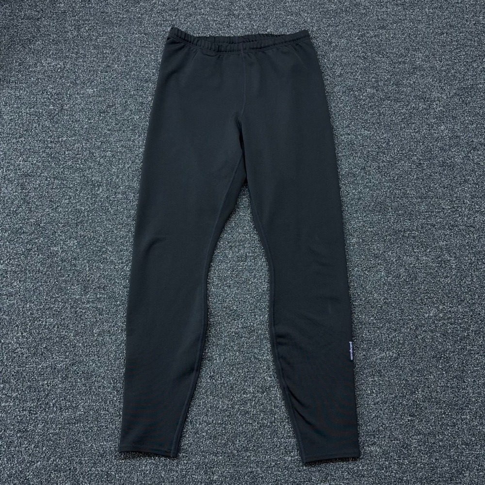 Patagonia Capilene Thermal Leggings Womens Large Black Ankle Zip‎ Base Layer USA